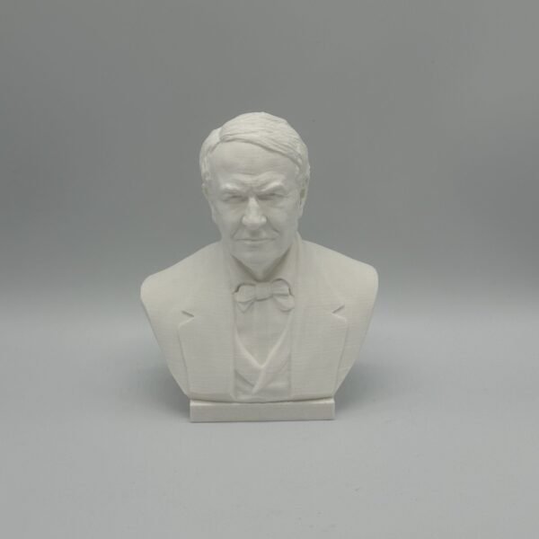 Thomas Edison Bust Sculpture – 3D Printed Inventor & American Genius Collectible