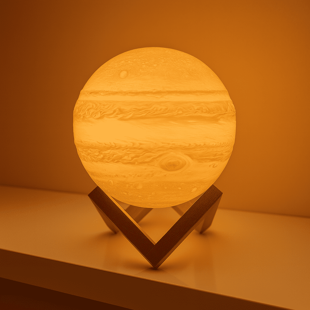 3D Printed Galaxy Planet Lamps – Solar System LED Lamps with Wooden Stand - Image 4